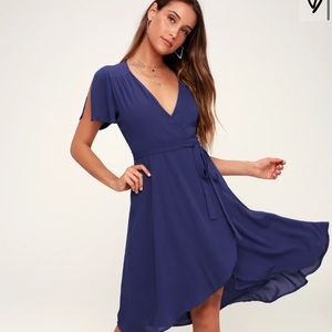 Lulus royal blue wrap dress. New with tags. Size XL